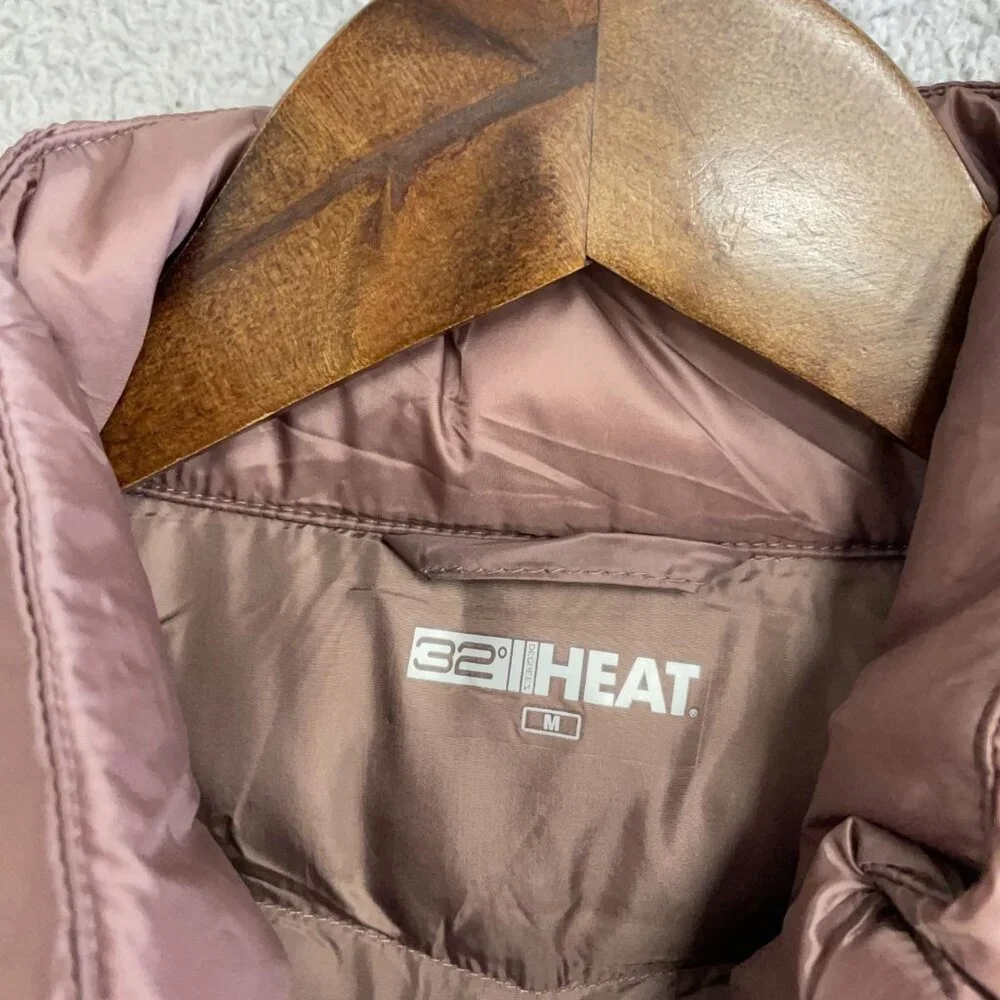 NEW 32 Degrees Heat Women's M Puffer Vest Jacket Full Zip Brown - Picture 9 of 11
